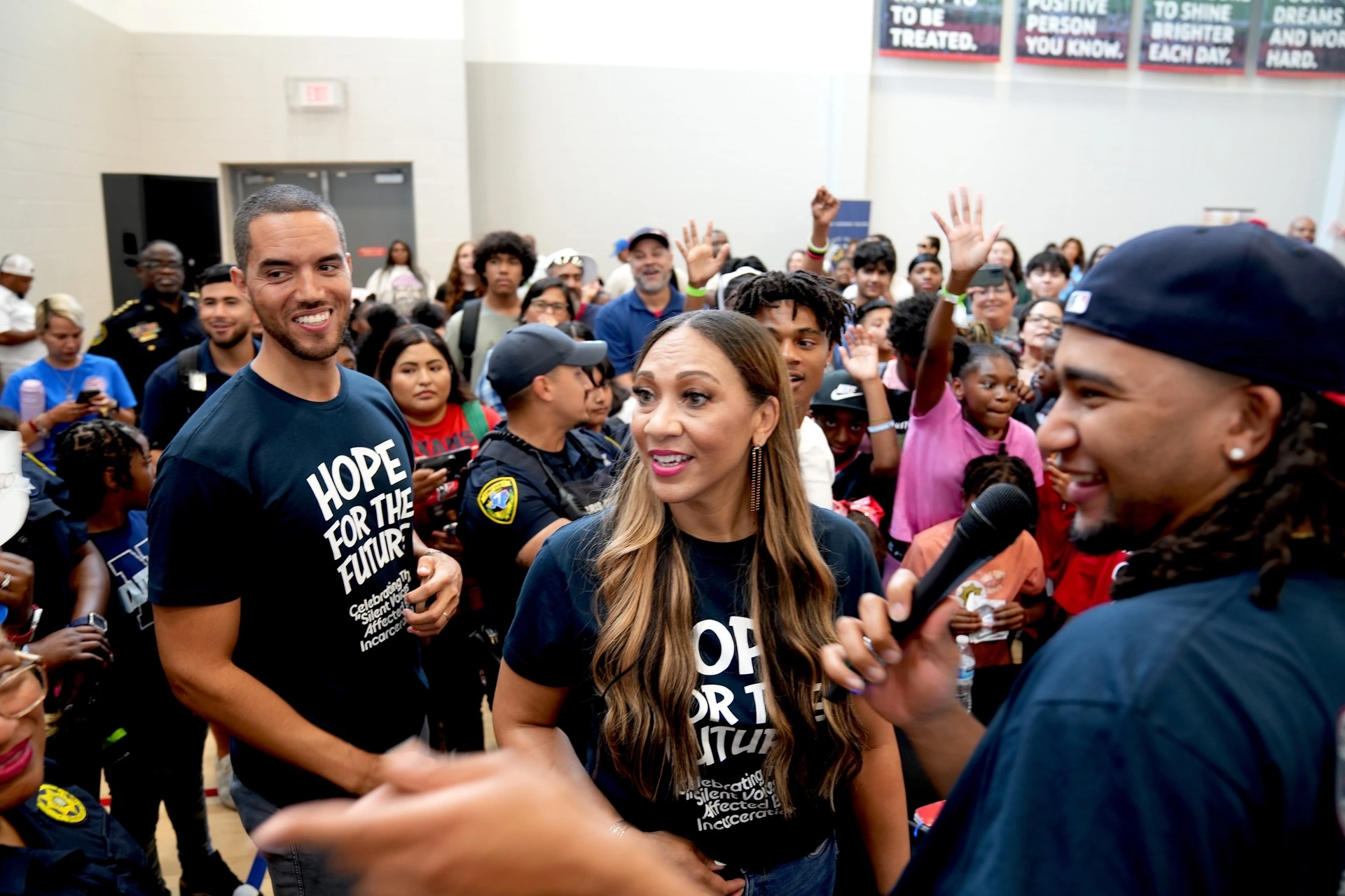 Group of people at community event.